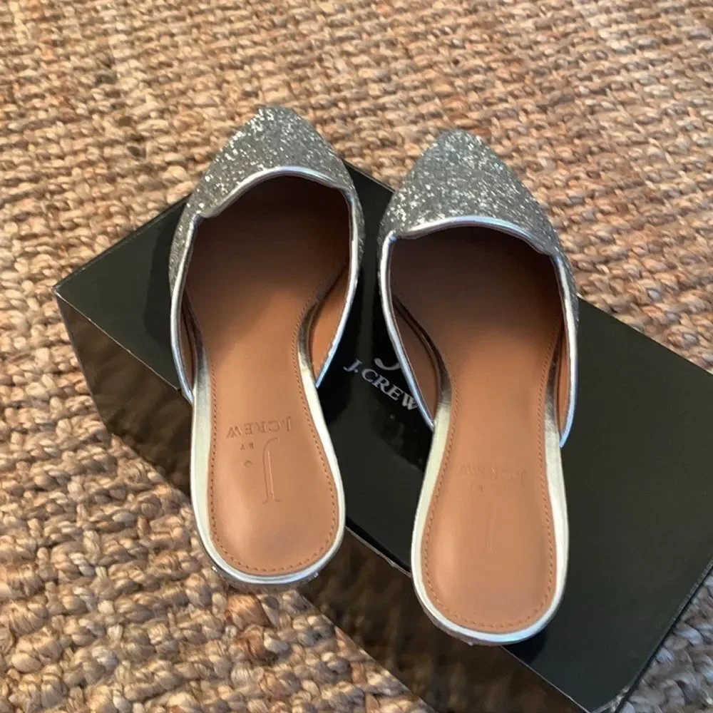 🔥j crew glitter mule slide Sz 6.5 New in box